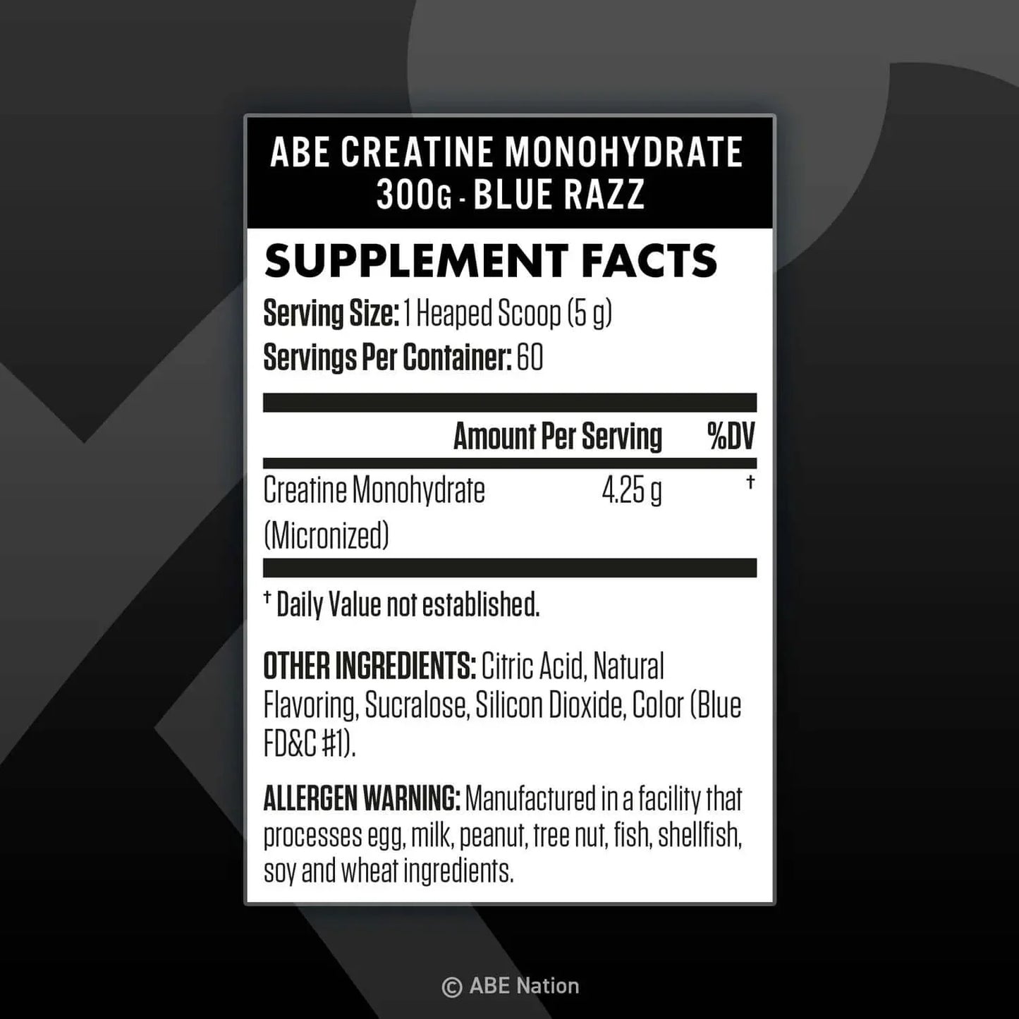Creatine Monohydrate - 300g Supp Facts