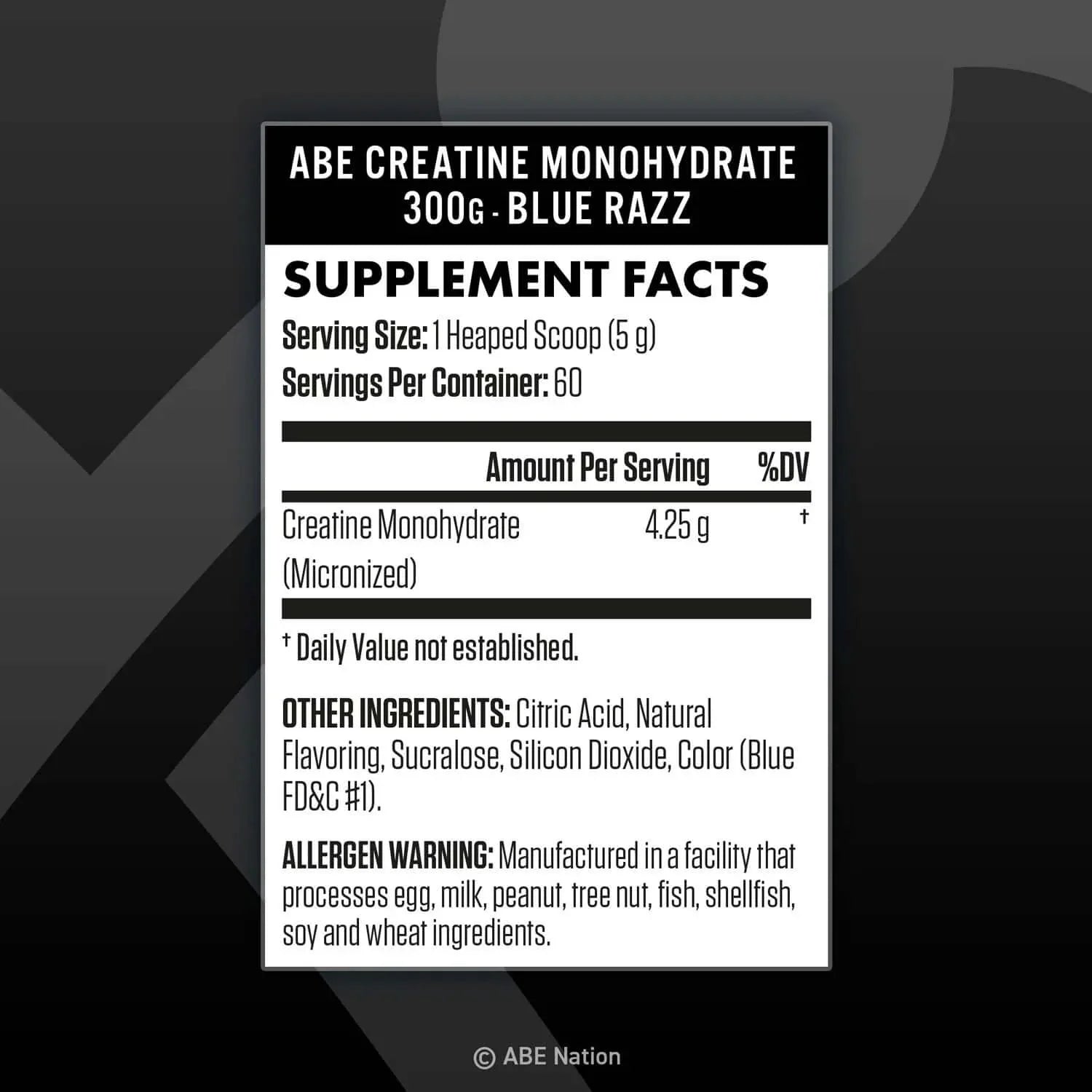 Creatine Monohydrate - 300g Supp Facts