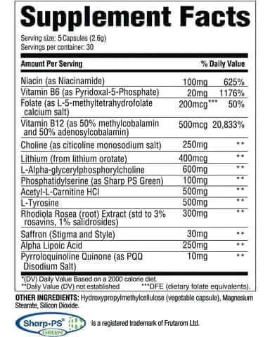 Revive MD Brain + - Supp Facts