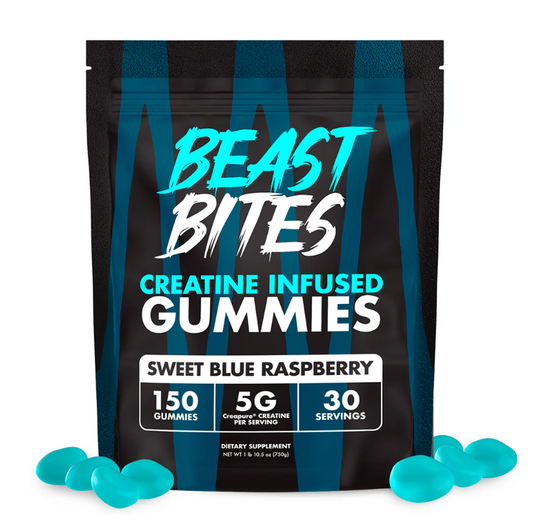 Beast Bites Creatine Gummies 30 Serv Blue Raspberry