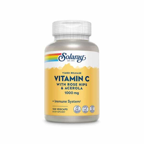 Solaray Vit C w Rose Hips & Acerola - 100ct
