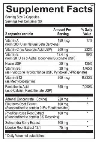 Revive MD AdrenalCORE - Supp Facts