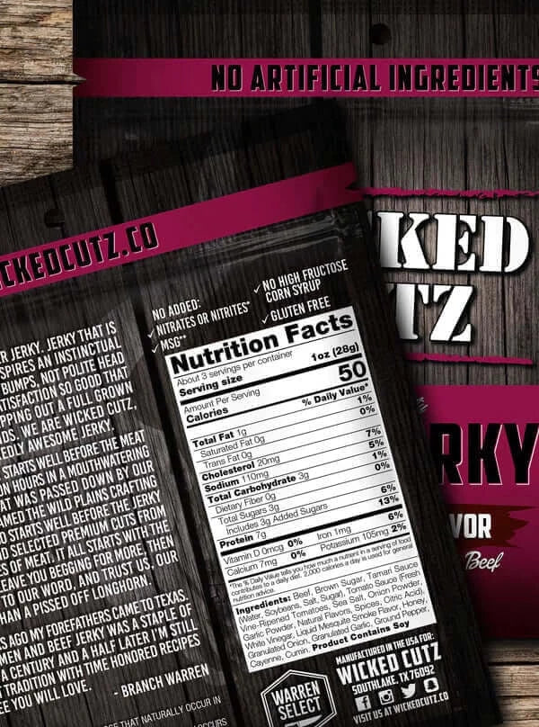 Wicked Cutz Beef Jerky - Nutrition Facts