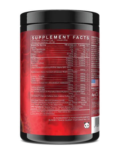 Panda vs Gorilla Pre-Workout - Supp Facts