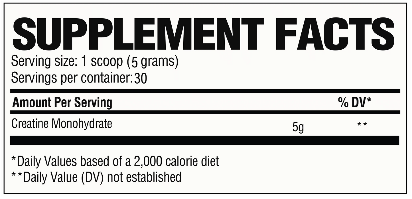 RAW Nutrition RAW Creatine - Supp Facts