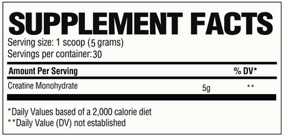 RAW Nutrition RAW Creatine - Supp Facts