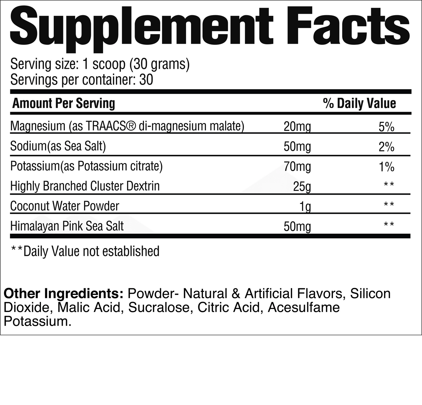 RAW Nutrition RAW Intra-Workout - Supp Facts