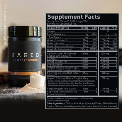 Kaged Muscle Mindset + Caffeine - Supp Facts