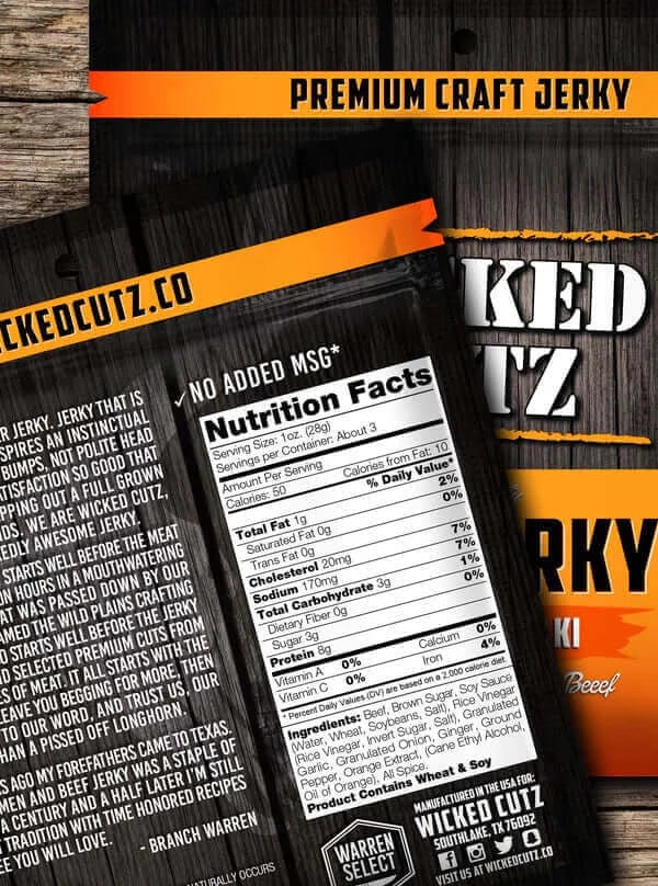 Wicked Cutz Beef Jerky - Nutrition Facts