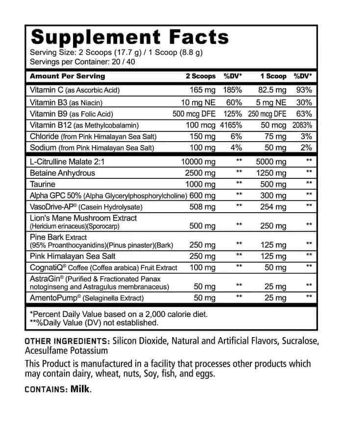 PUMP STIM FREE PRE-WORKOUT Supp Facts