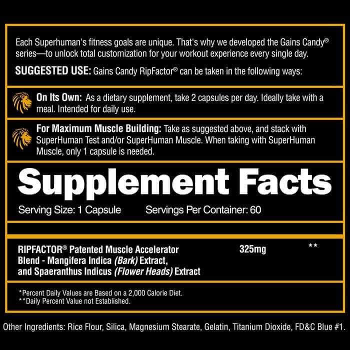 Alpha Lion Gains Candy Ripfactor - Supp Facts