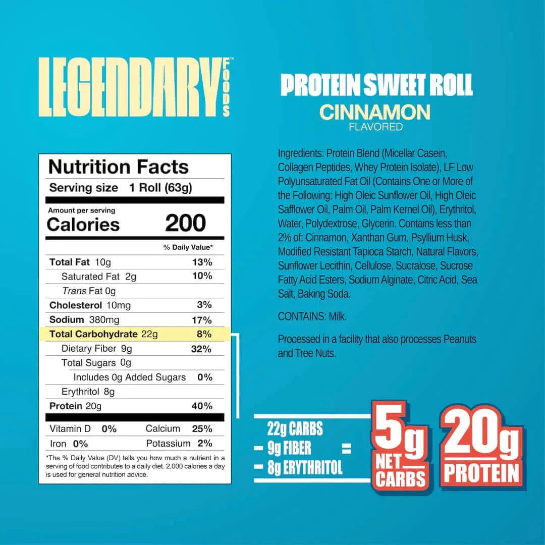 Legendary Foods Protein Sweet Roll - Supp Facts