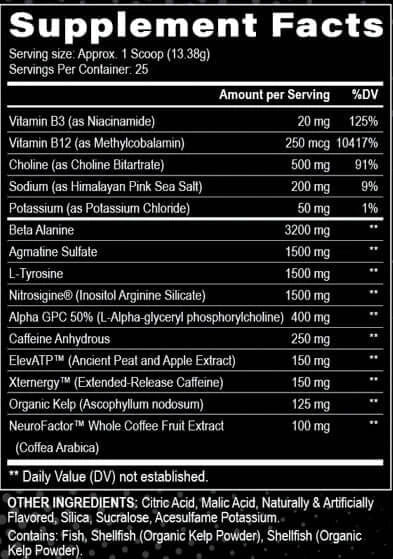 Villian Pre-Workout - Supp Facts