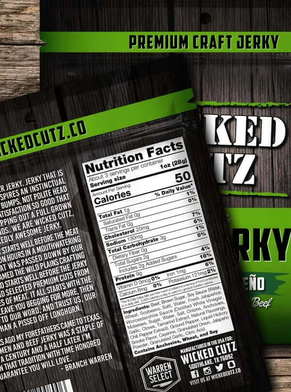 Wicked Cutz Beef Jerky - Nutrition Facts