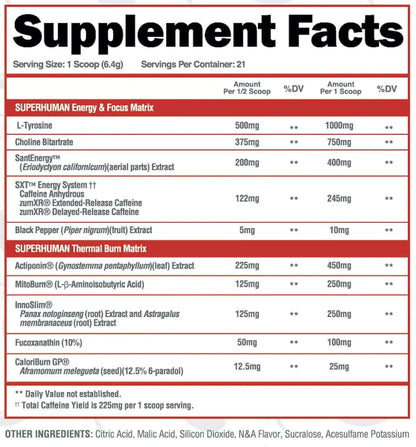 Alpha Lion Apex Burn - Supp Facts