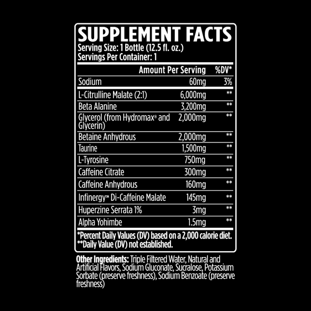 VMI Sports KXR Preworkout RTD - Supp Facts