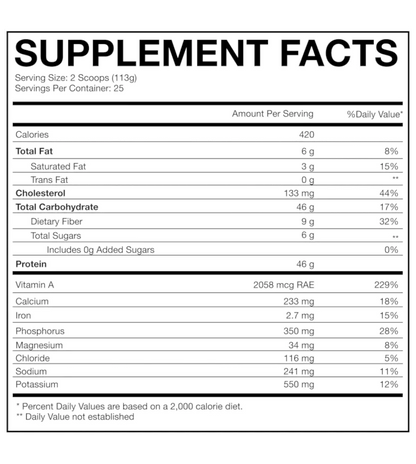 HOME MADE - WHOLE FOOD MEAL REPLACEMENT - Supp Facts