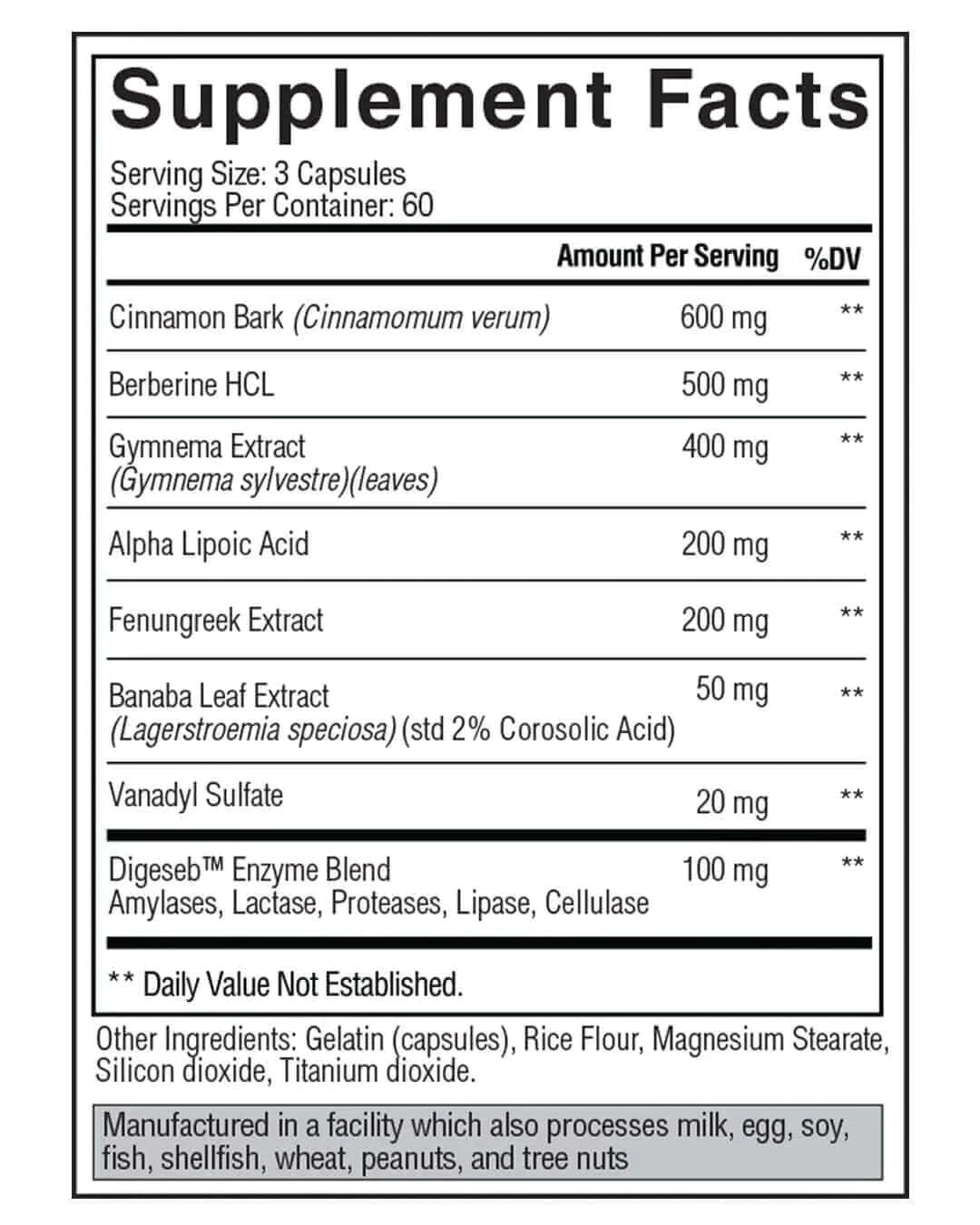 Humaslin Supp Facts 60 serv