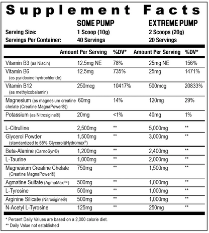 HYDRAULIC - NON-STIM PRE-WORKOUT - Supp Facts