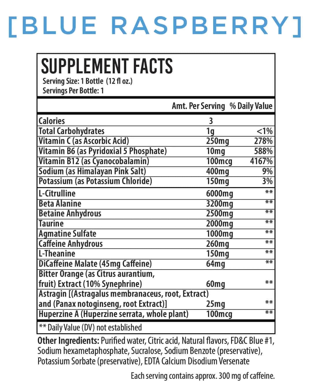 RAW Nutrition THAVAGE RTD - Supp Facts