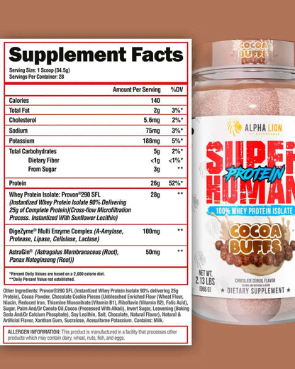 Alpha Lion SUPERHUMAN PROTEIN - Supp Facts