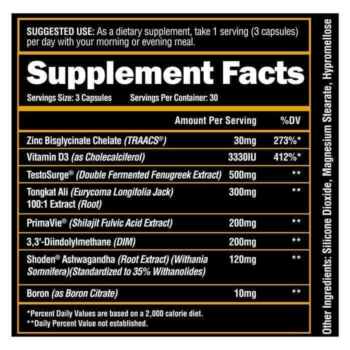 Alpha Lion SUPERHUMAN Test - Supp Facts