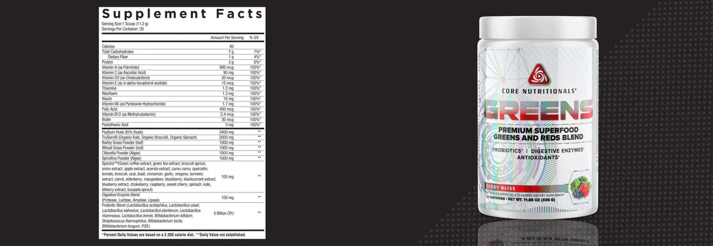 CORE GREENS - SUPP FACTS